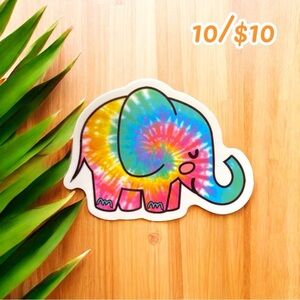Colorful Tie-Dye Elephant Sticker Cute Vinyl Animal Decal Boho Rainbow Aesthetic